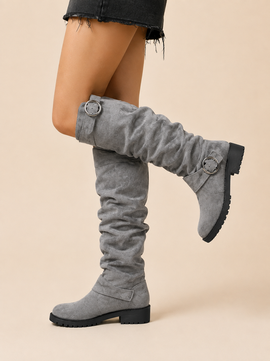 Bottes genou hautes pour femmes avec détail de boucle