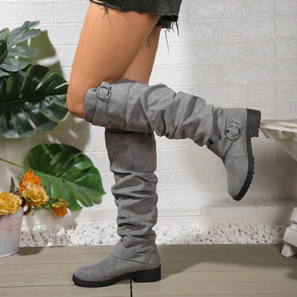 Bottes genou hautes pour femmes avec détail de boucle