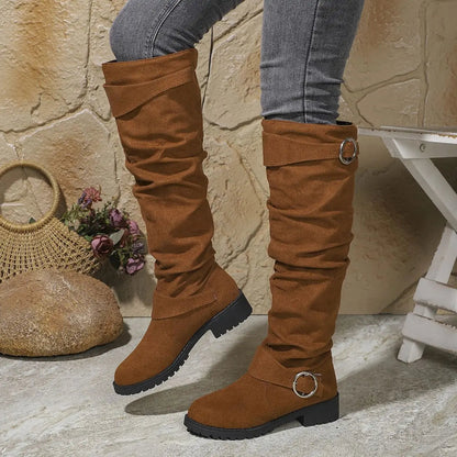 Bottes genou hautes pour femmes avec détail de boucle