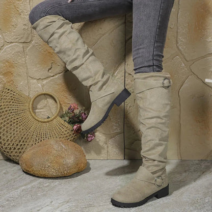Bottes genou hautes pour femmes avec détail de boucle