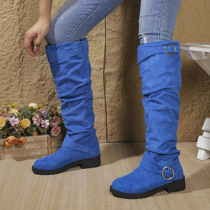 Bottes genou hautes pour femmes avec détail de boucle