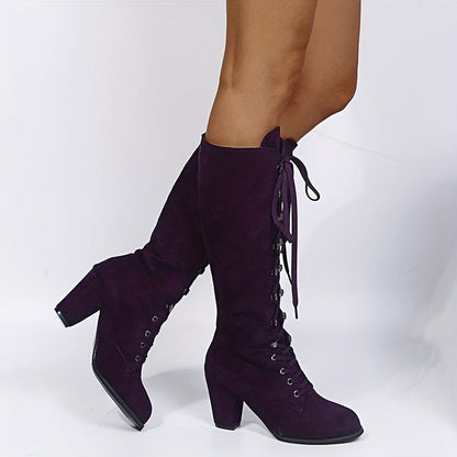 Bottes en daim pour femme avec lacets et talon moyen