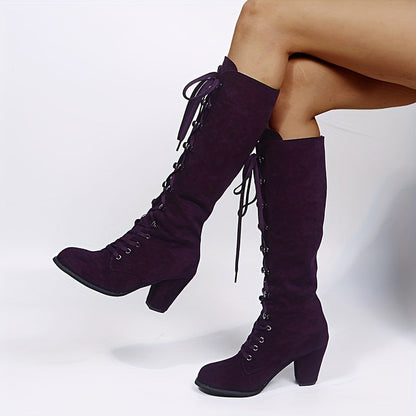 Bottes en daim pour femme avec lacets et talon moyen