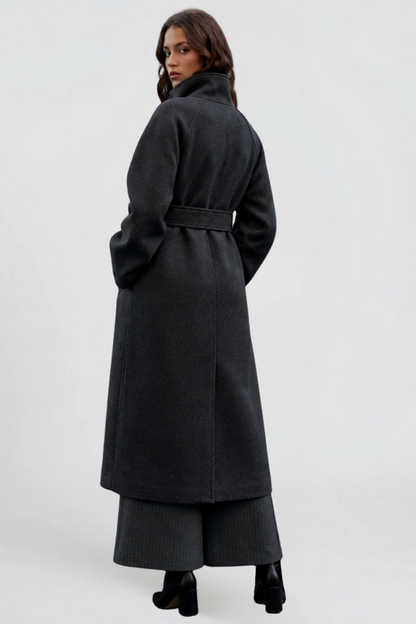 Manteau en laine long à ceinture - Confort et élégance