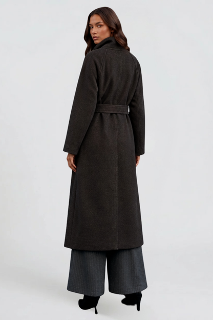 Manteau en laine long à ceinture - Confort et élégance