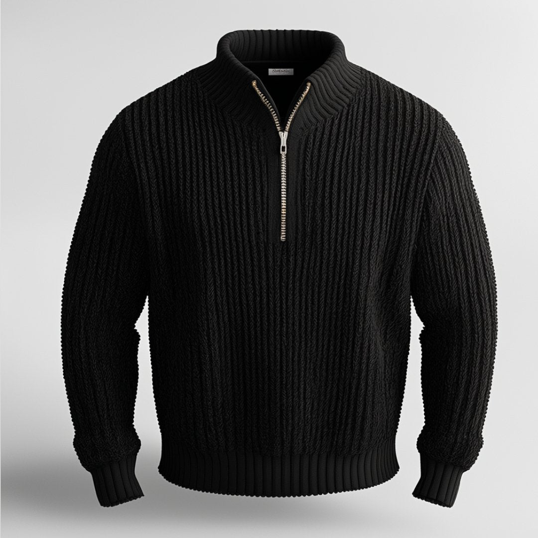 Gros plan sur la fermeture éclair du pull homme