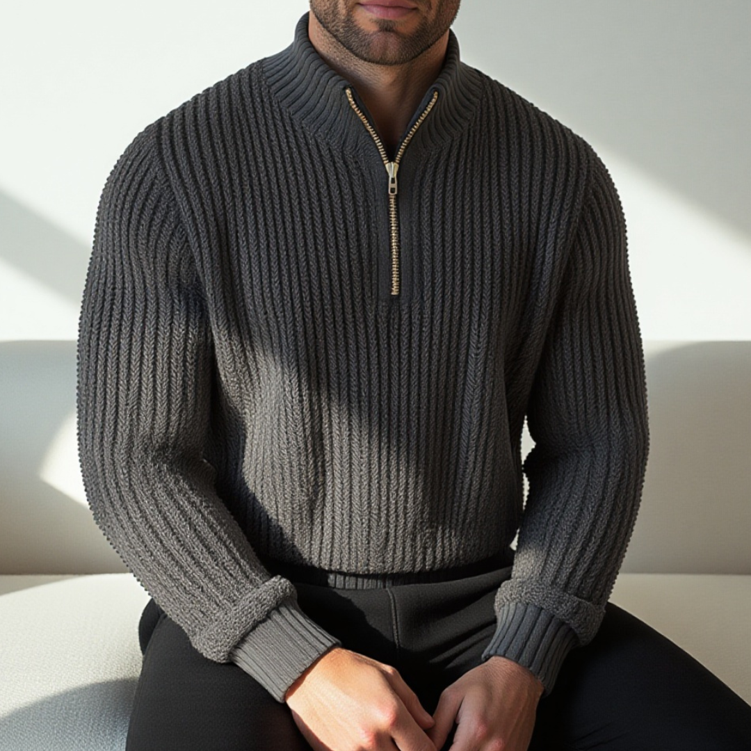 Pull zippé homme en situation, style décontracté