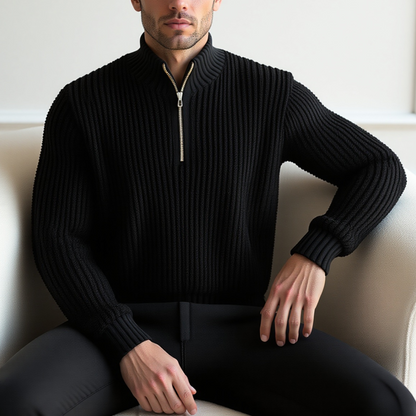 Vue de profil du pull zippé homme