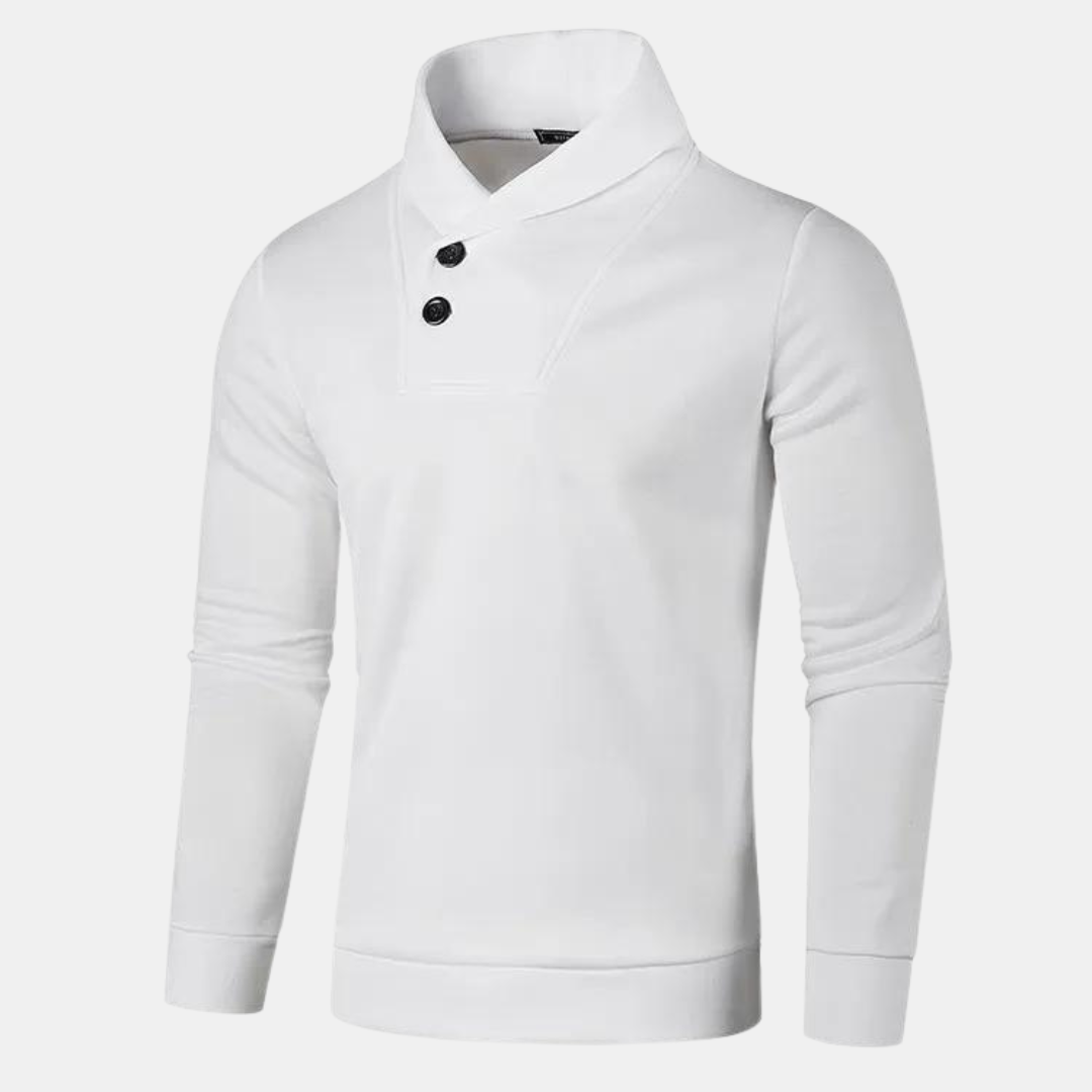 Vue rapprochée de la maille en coton et des boutons sur l'encolure