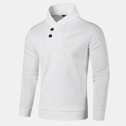 Vue rapprochée de la maille en coton et des boutons sur l'encolure