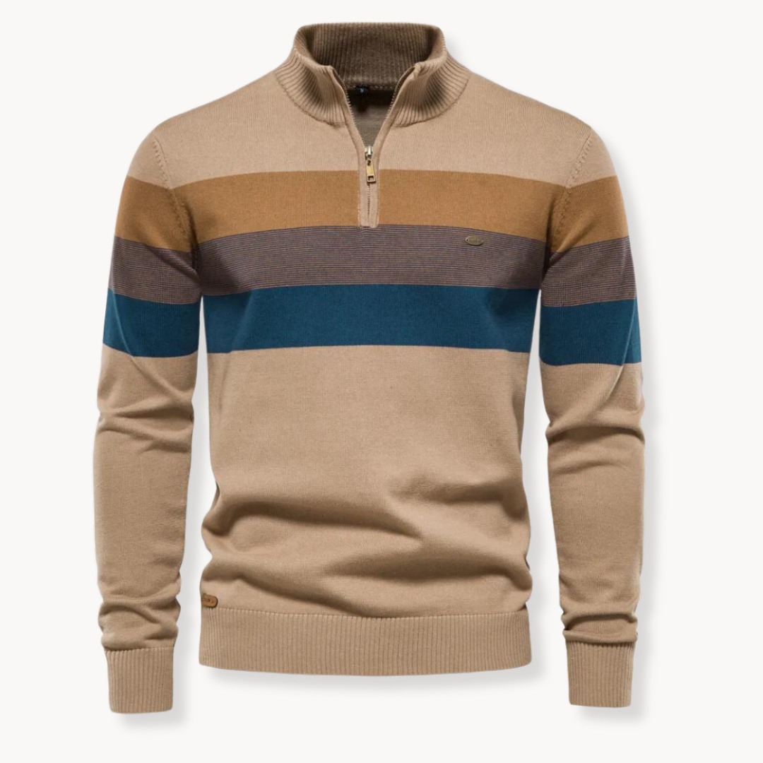 Dos du pull homme à coupe ajustée et motif color-block