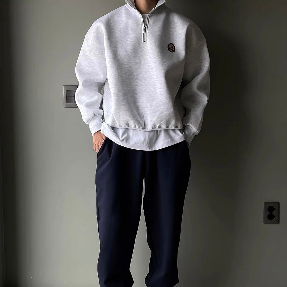 Pull demi-zip en coton pour homme, vue de face