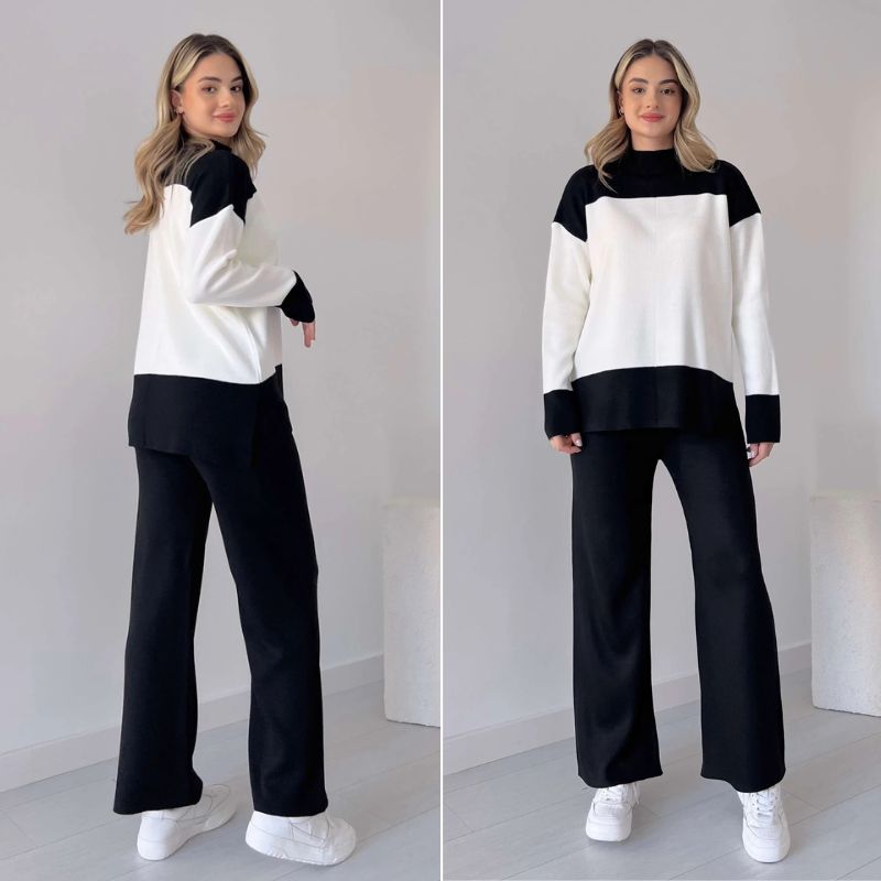 Pull décontracté pour femme avec motif color-block, vue de face
