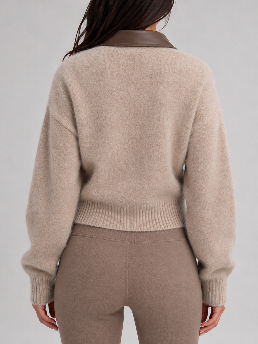 gilet en maille à zip pour femme, vue arrière