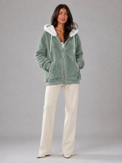 Veste matelassée pour femme à capuchon sherpa, vue arrière