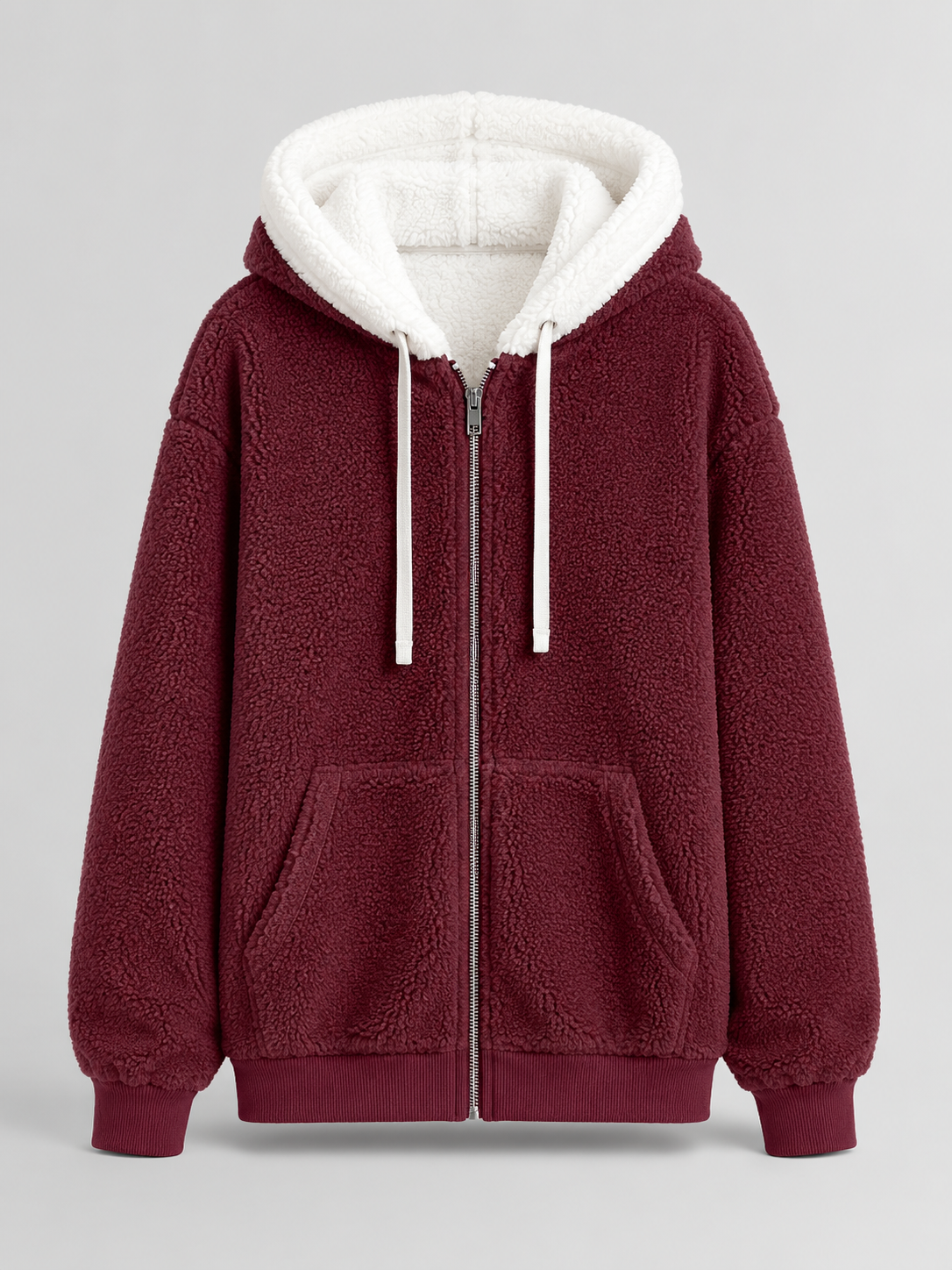 Veste matelassée pour femme à capuchon sherpa, modèle de dos