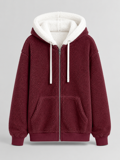 Veste matelassée pour femme à capuchon sherpa, modèle de dos