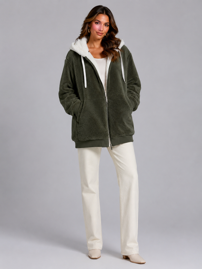 Veste matelassée pour femme à capuchon sherpa, poche intérieure