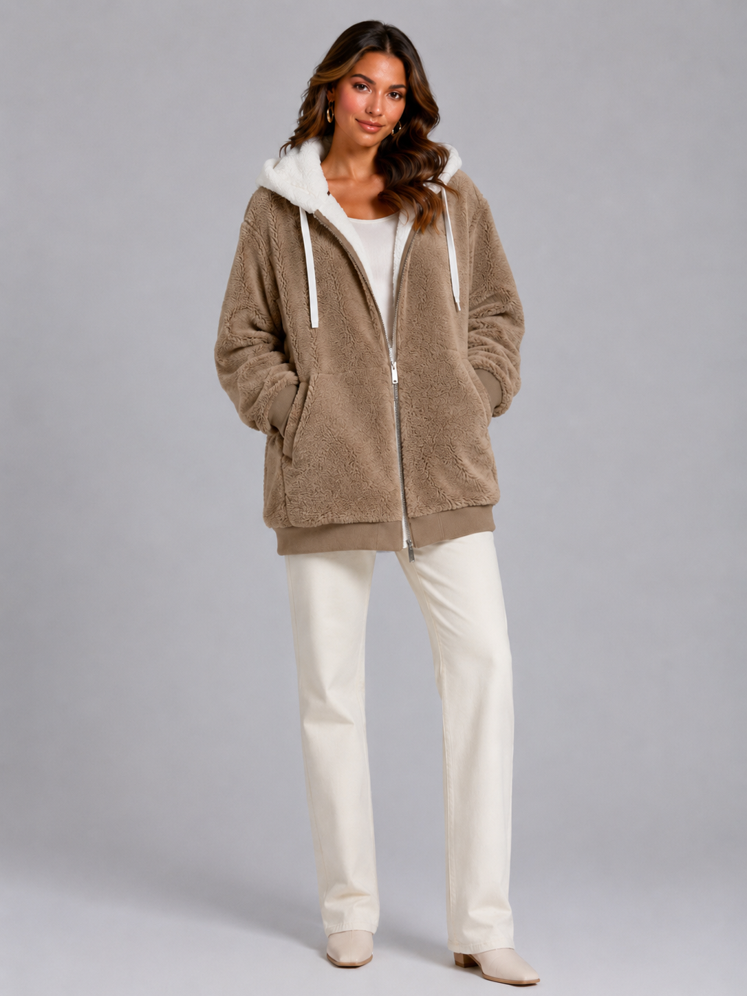 Veste matelassée pour femme à capuchon sherpa