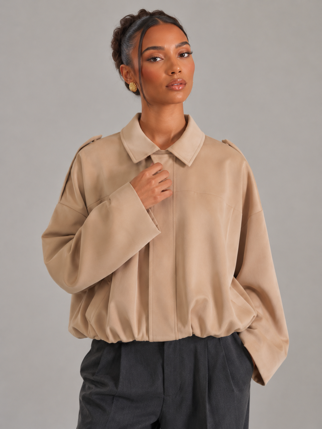 Veste utilitaire décontractée pour femme, coloris Beige