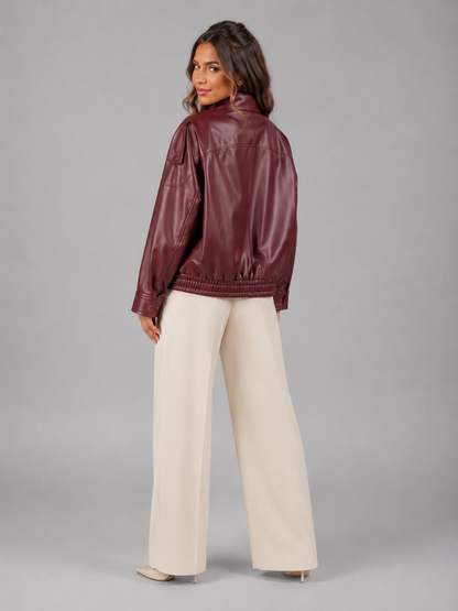 Veste bomber en cuir synthétique, vue arrière