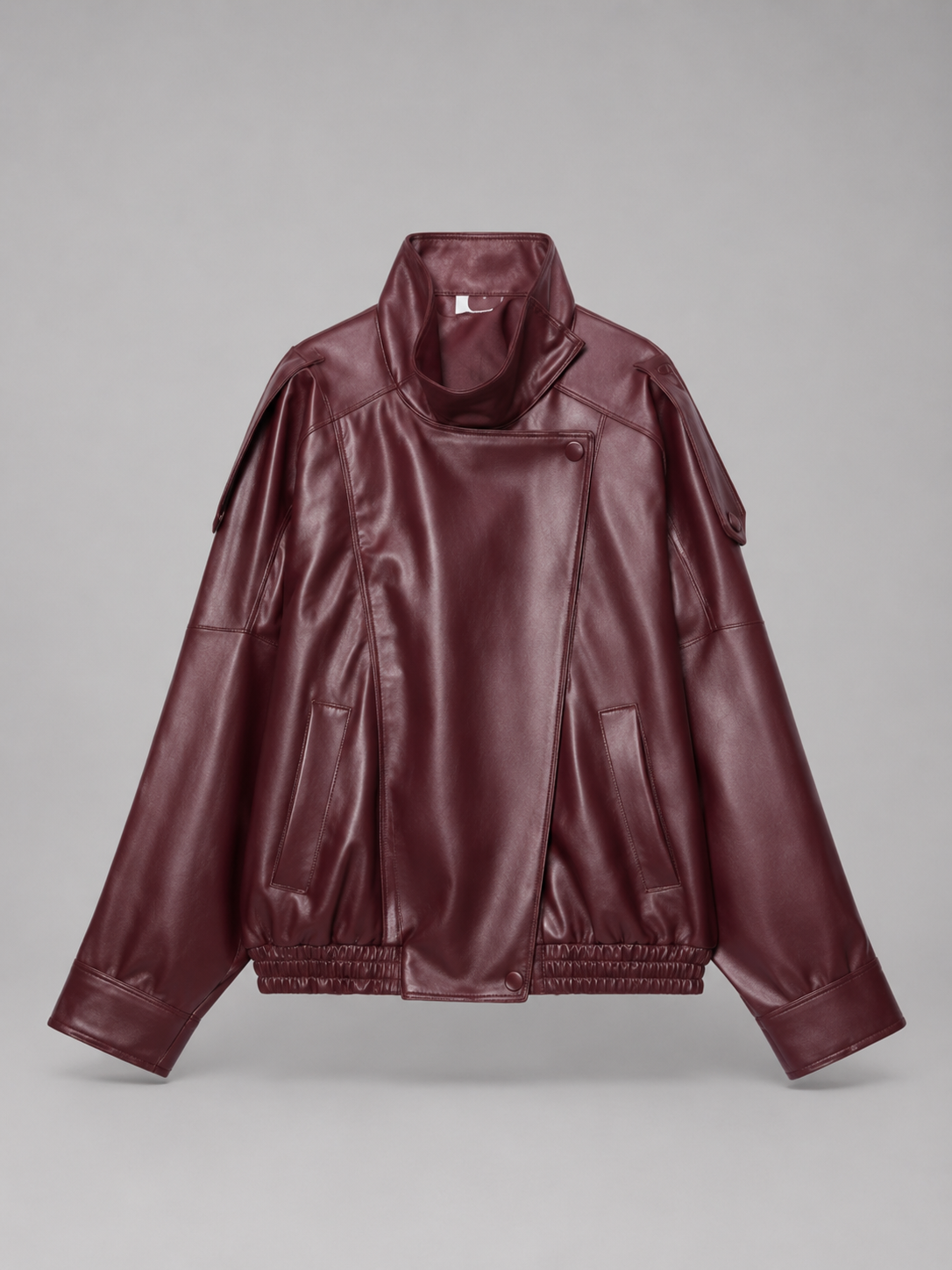 Veste bomber en cuir synthétique, détail du zip