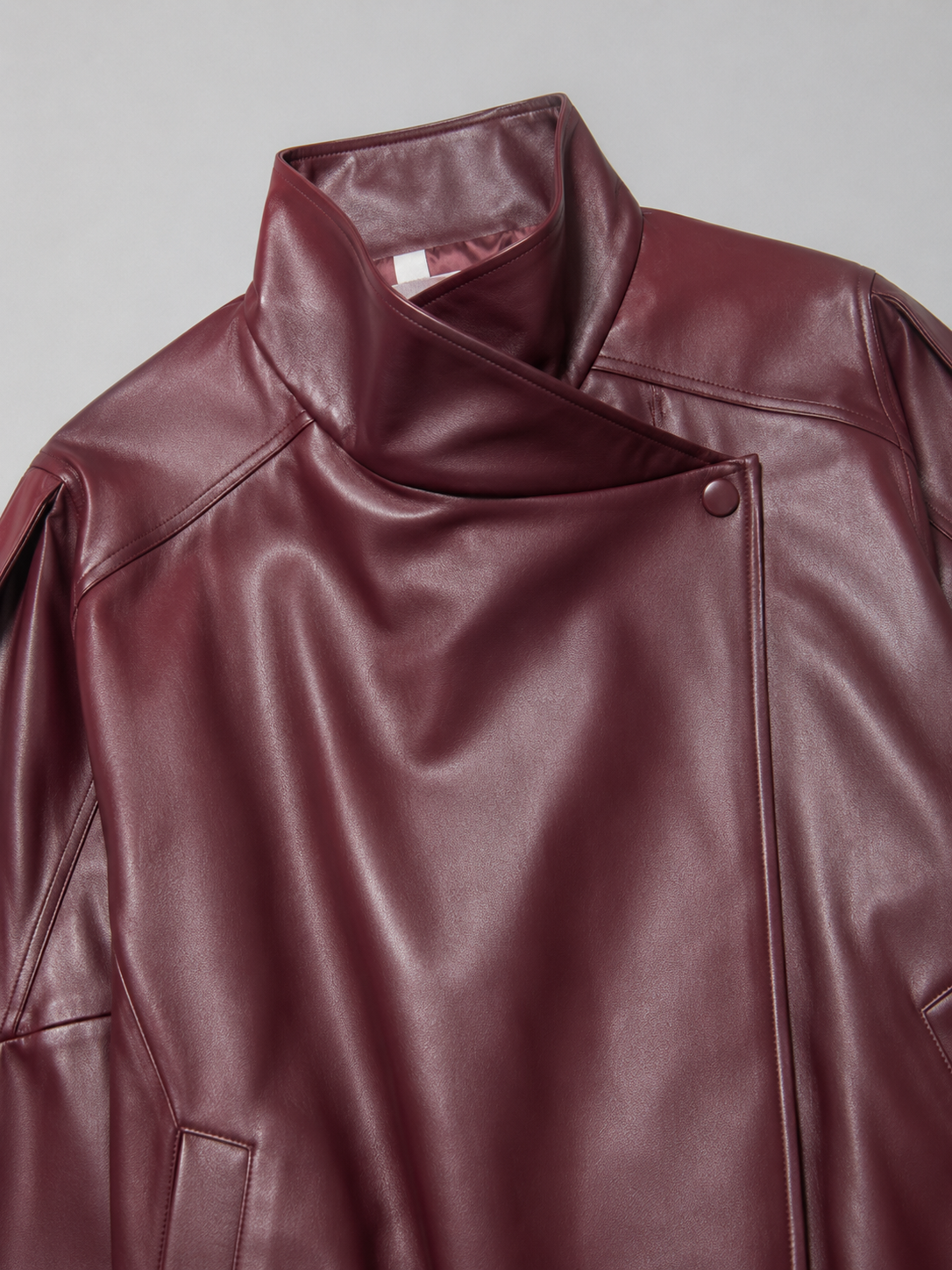 Veste bomber en cuir synthétique, couleur burgundy