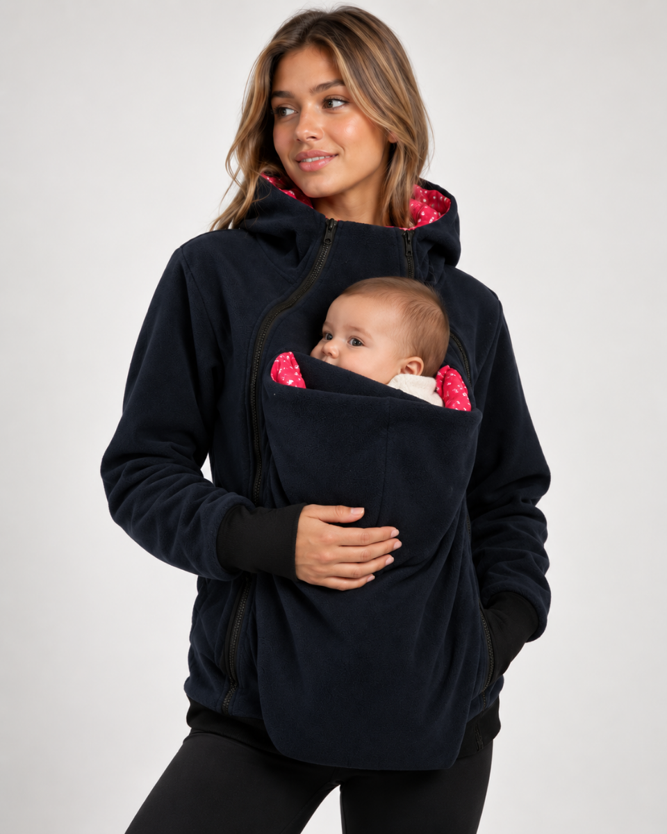 porte-bébé hoodie avec pochette intégrée, vue de face