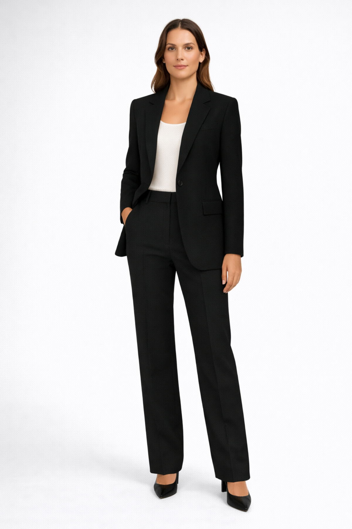 Détail de la finition des épaules de la veste blazer structurée