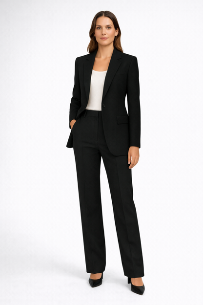Détail de la finition des épaules de la veste blazer structurée