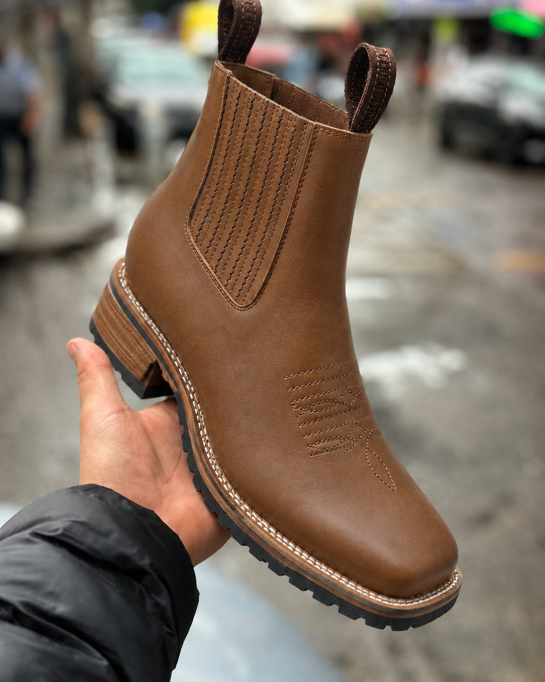 bottes Chelsea pour homme en simili cuir, vue arrière