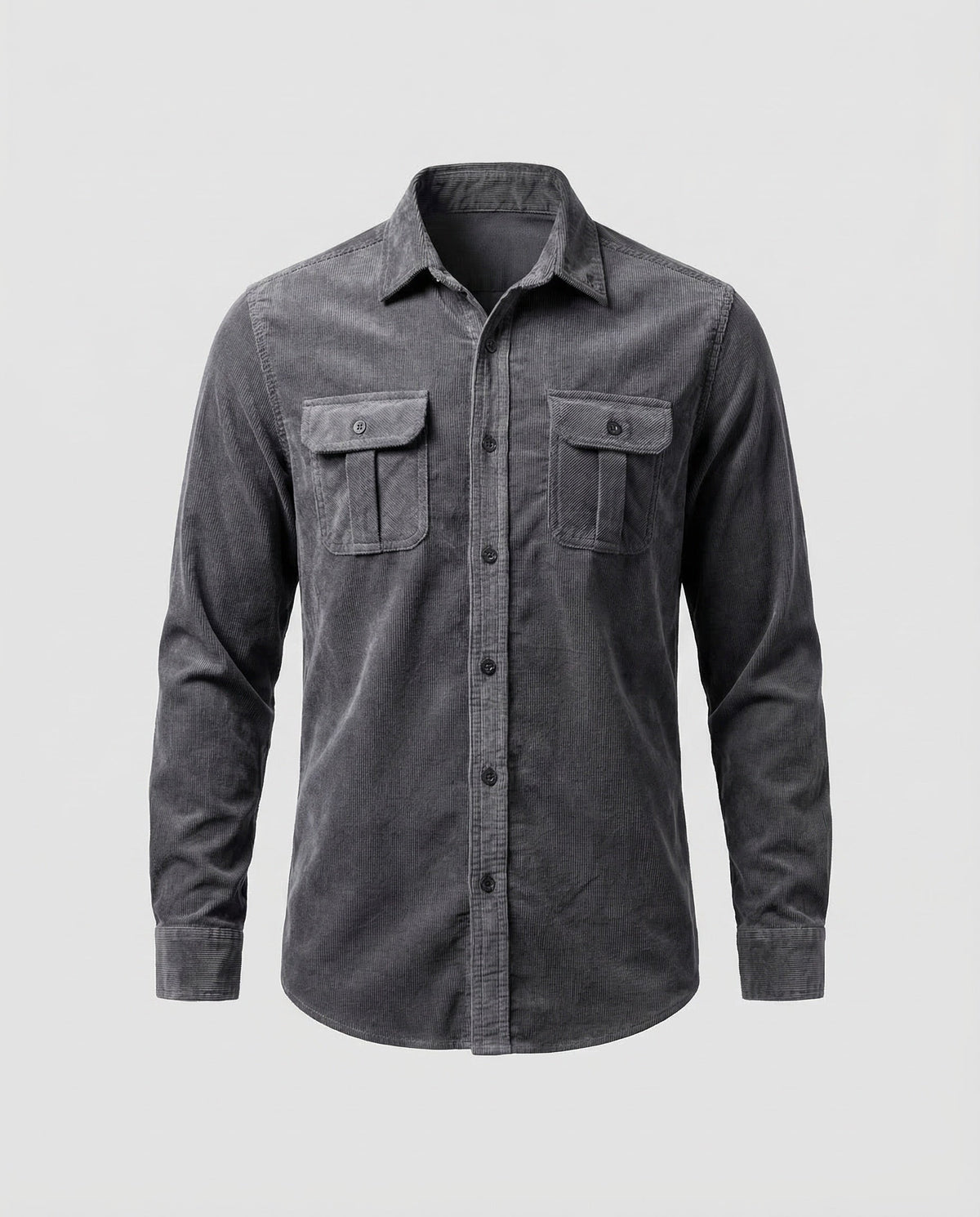 Chemise pour homme en velours côtelé de coton, vue de face