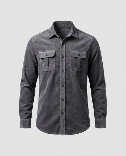 Chemise pour homme en velours côtelé de coton, vue de face