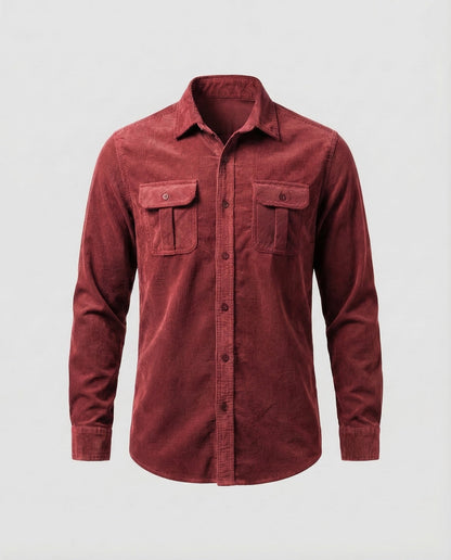 Chemise en velours côtelé, vue de trois-quarts