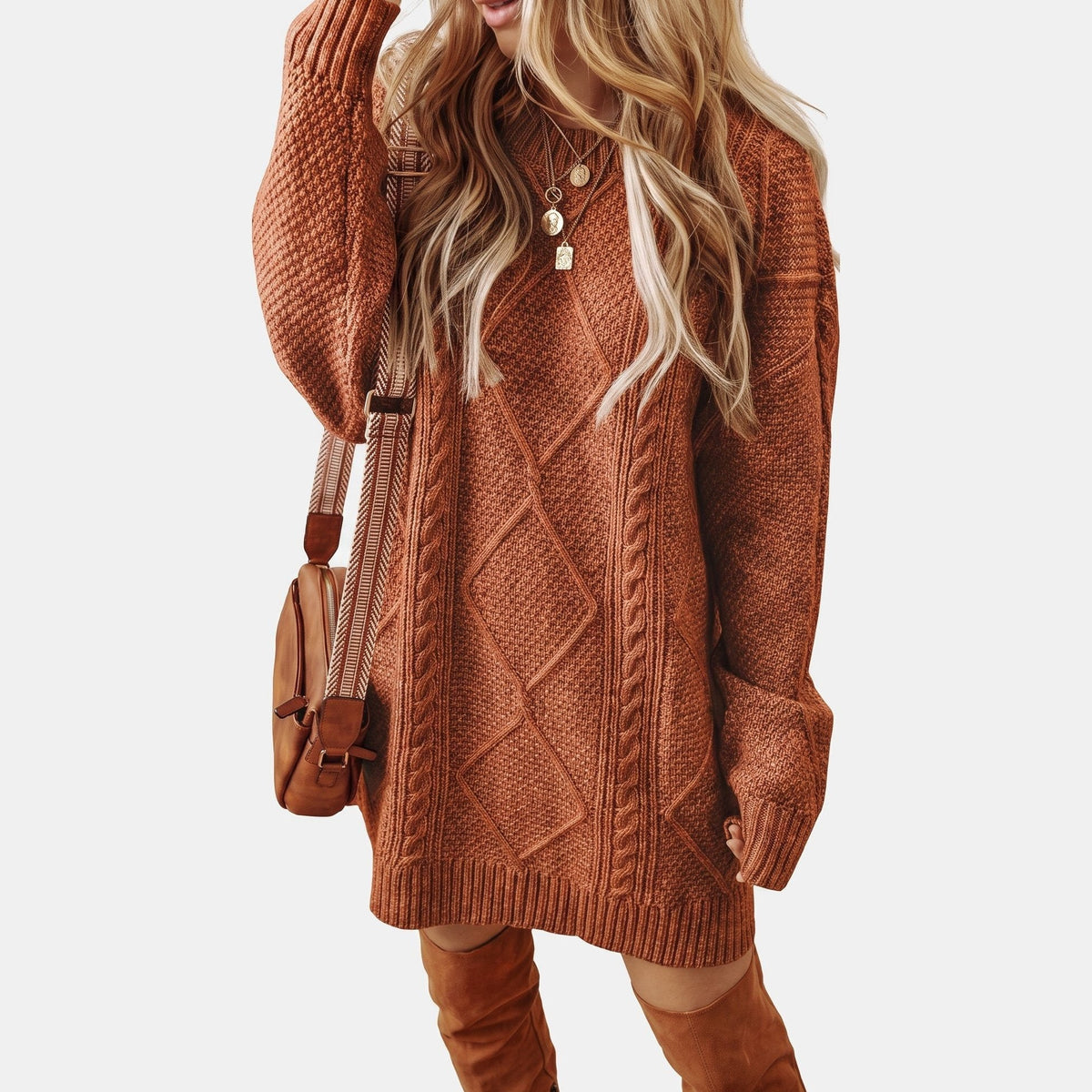 robe en maille oversize pour femme, vue arrière