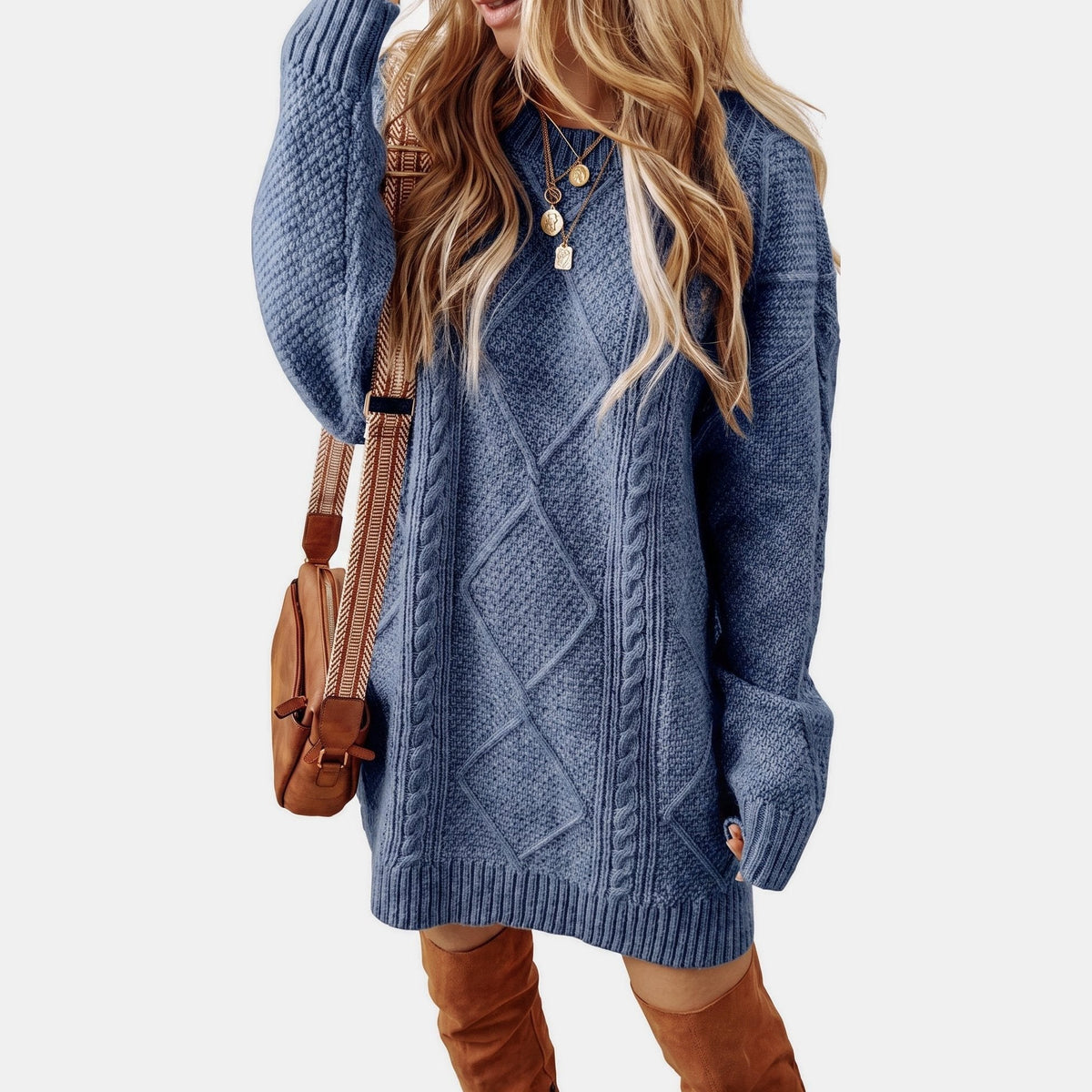 robe en maille oversize pour femme, détail de la manche