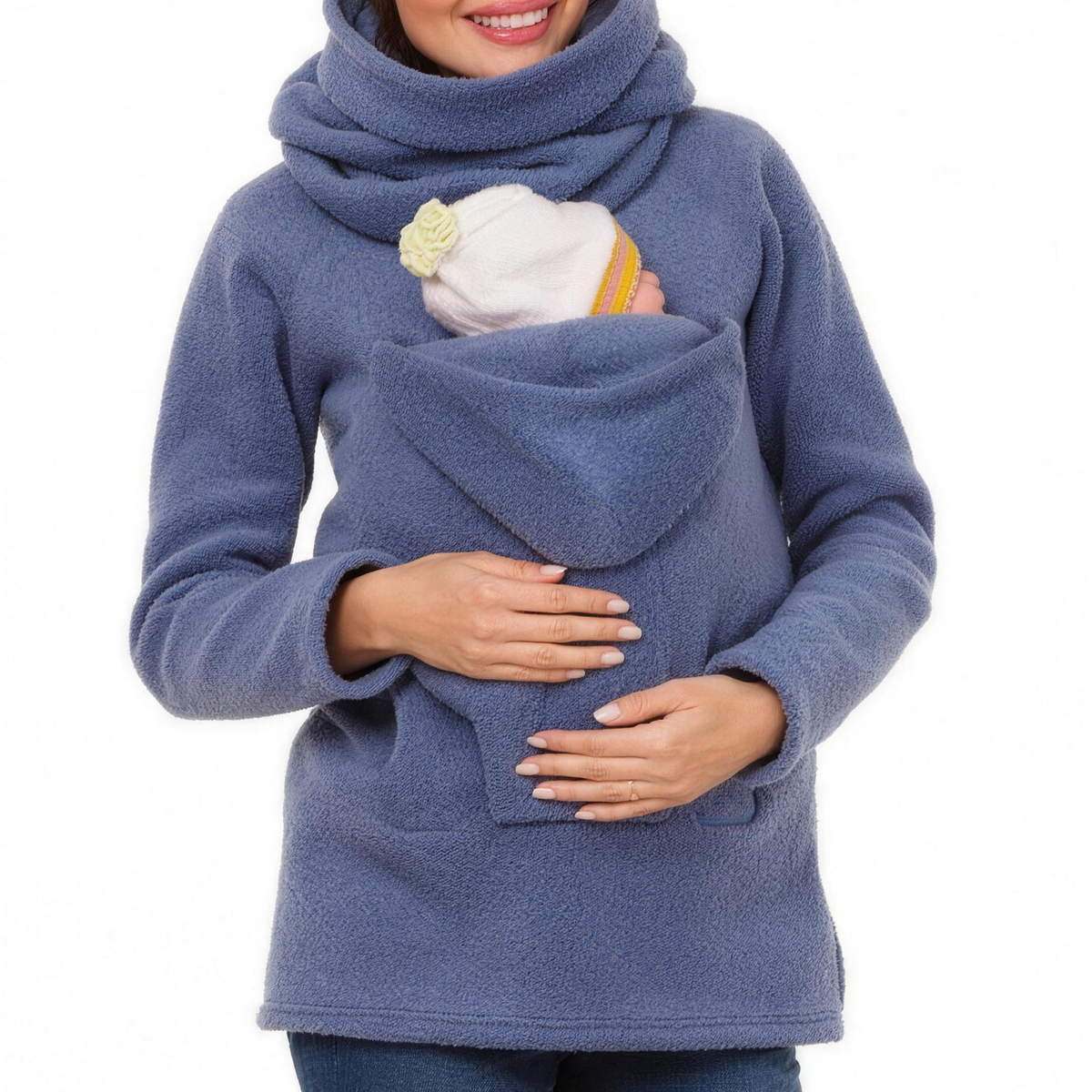 Veste de grossesse et de portage de bébé en fleece, vue de face