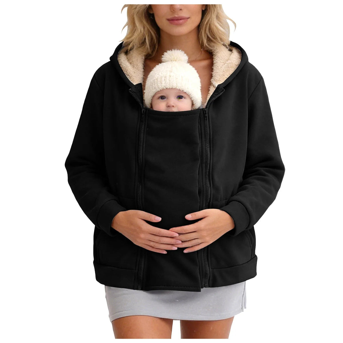 Veste de portage de bébé en fleece, vue de face