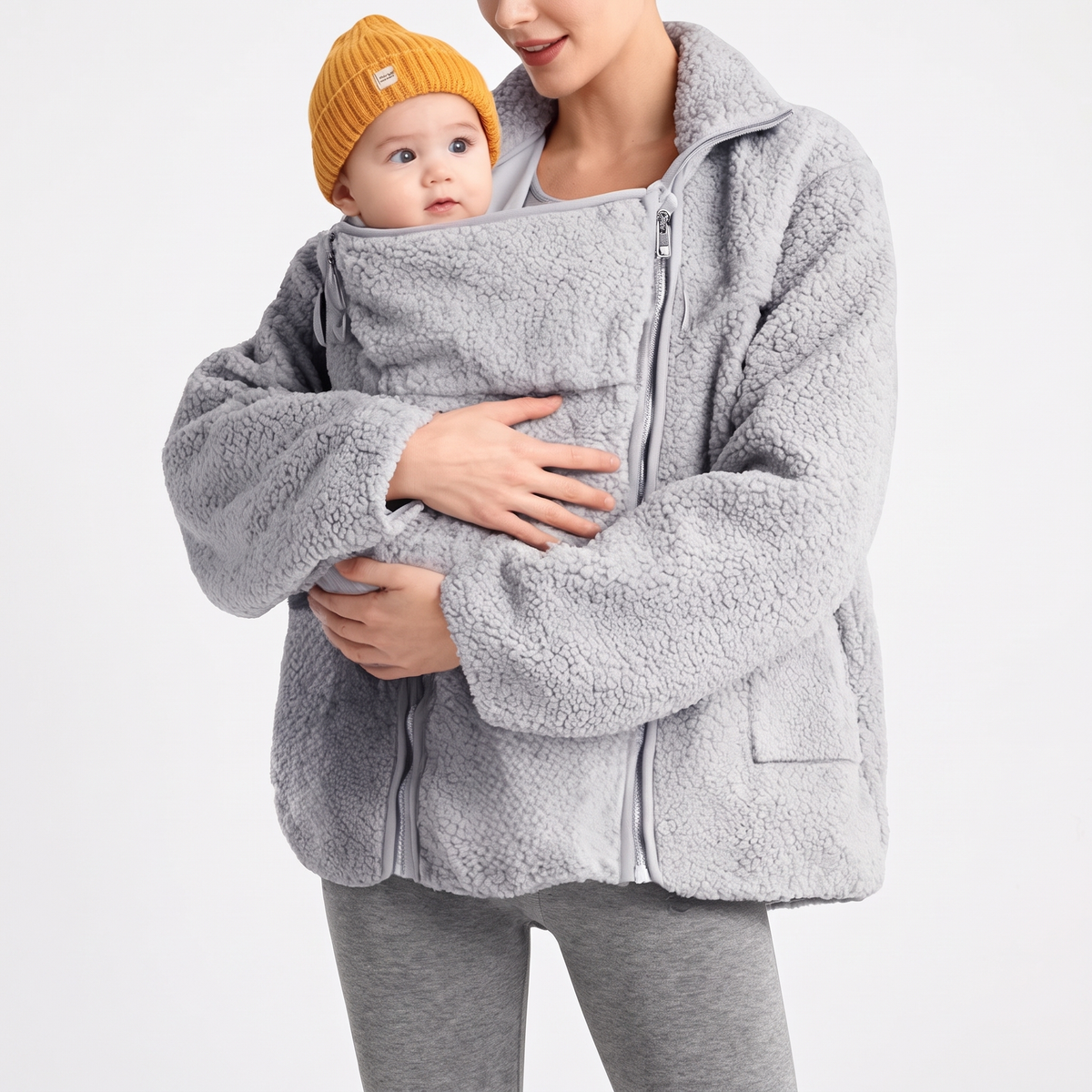 Veste de grossesse et de portage de bébé en fleece, vue de face
