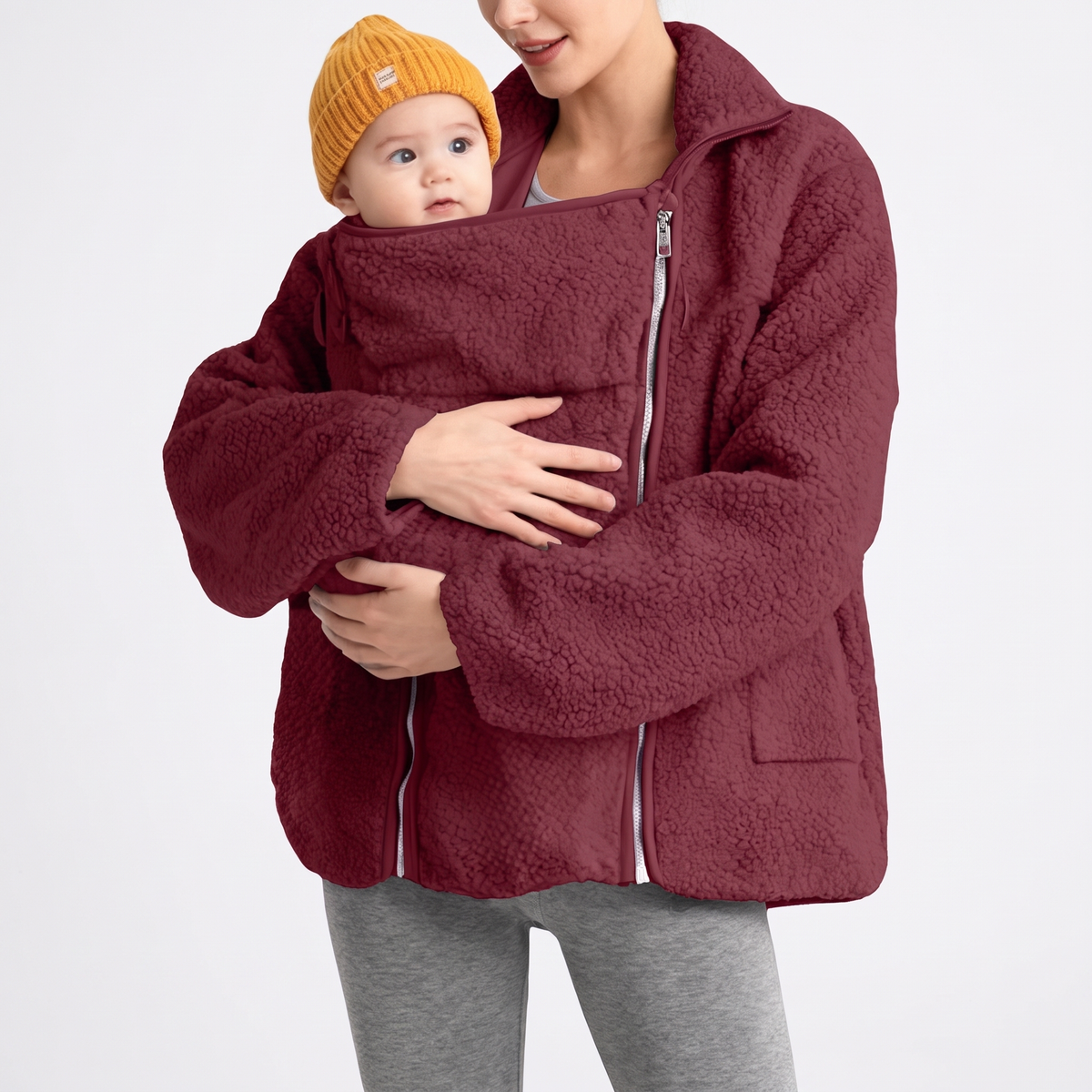 Veste de grossesse et de portage de bébé en fleece, modèle enceinte