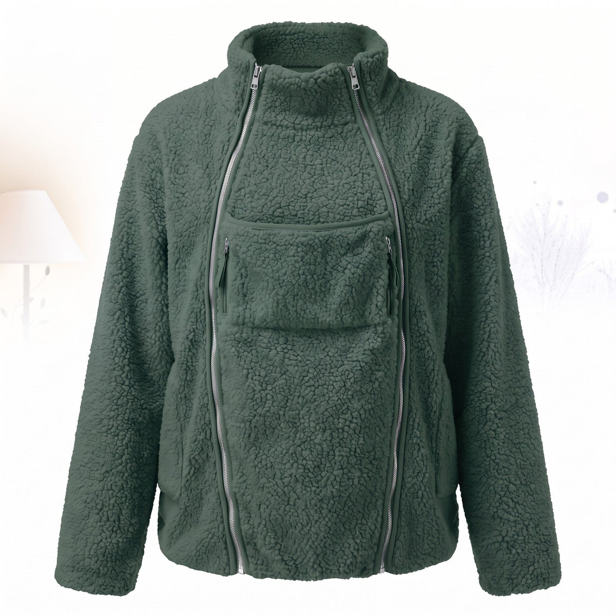 Veste de grossesse et de portage de bébé en fleece, détail du zip