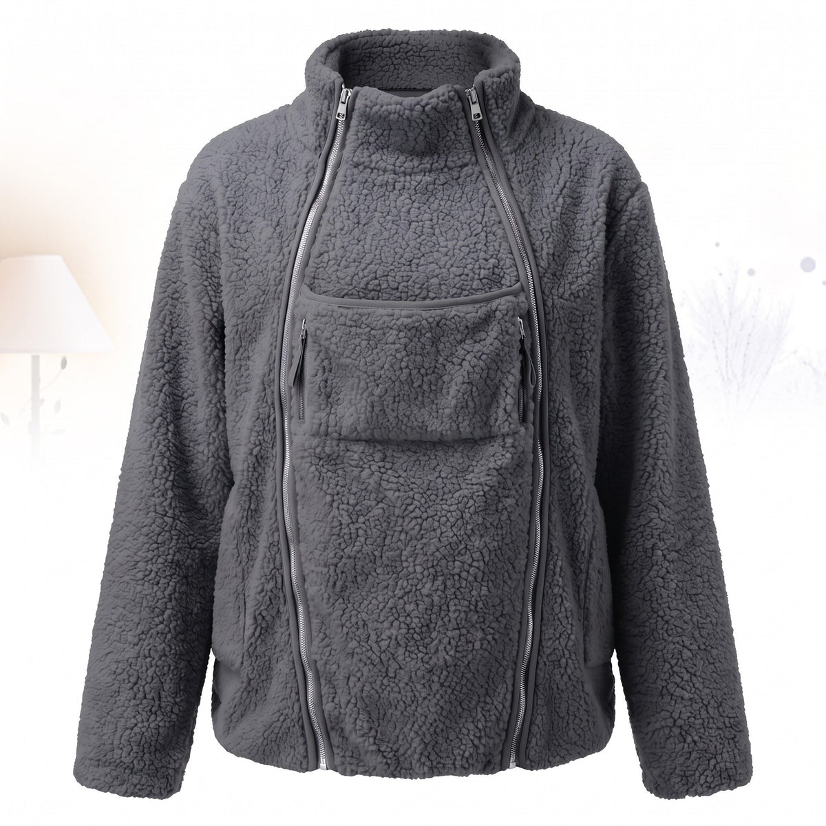 Veste de grossesse et de portage de bébé en fleece, poche kangourou avec un bébé