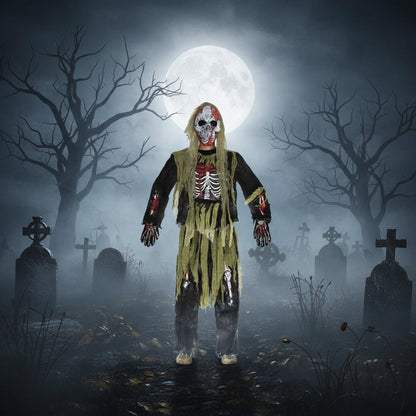 Costume de squelette zombie pour enfant, vue de dos