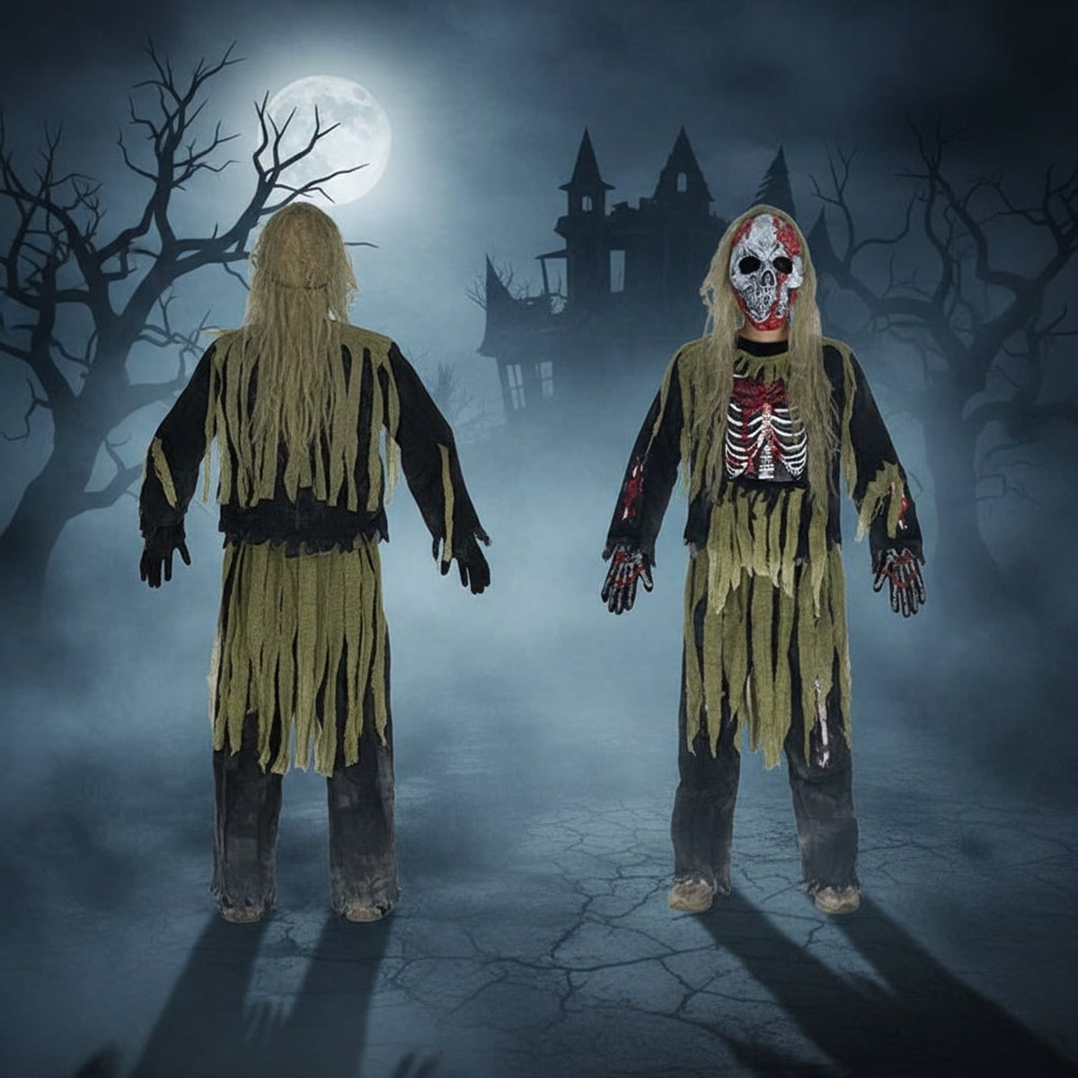 Enfant portant le costume de squelette zombie