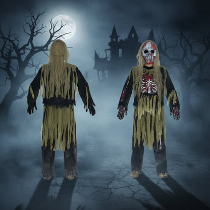 Enfant portant le costume de squelette zombie