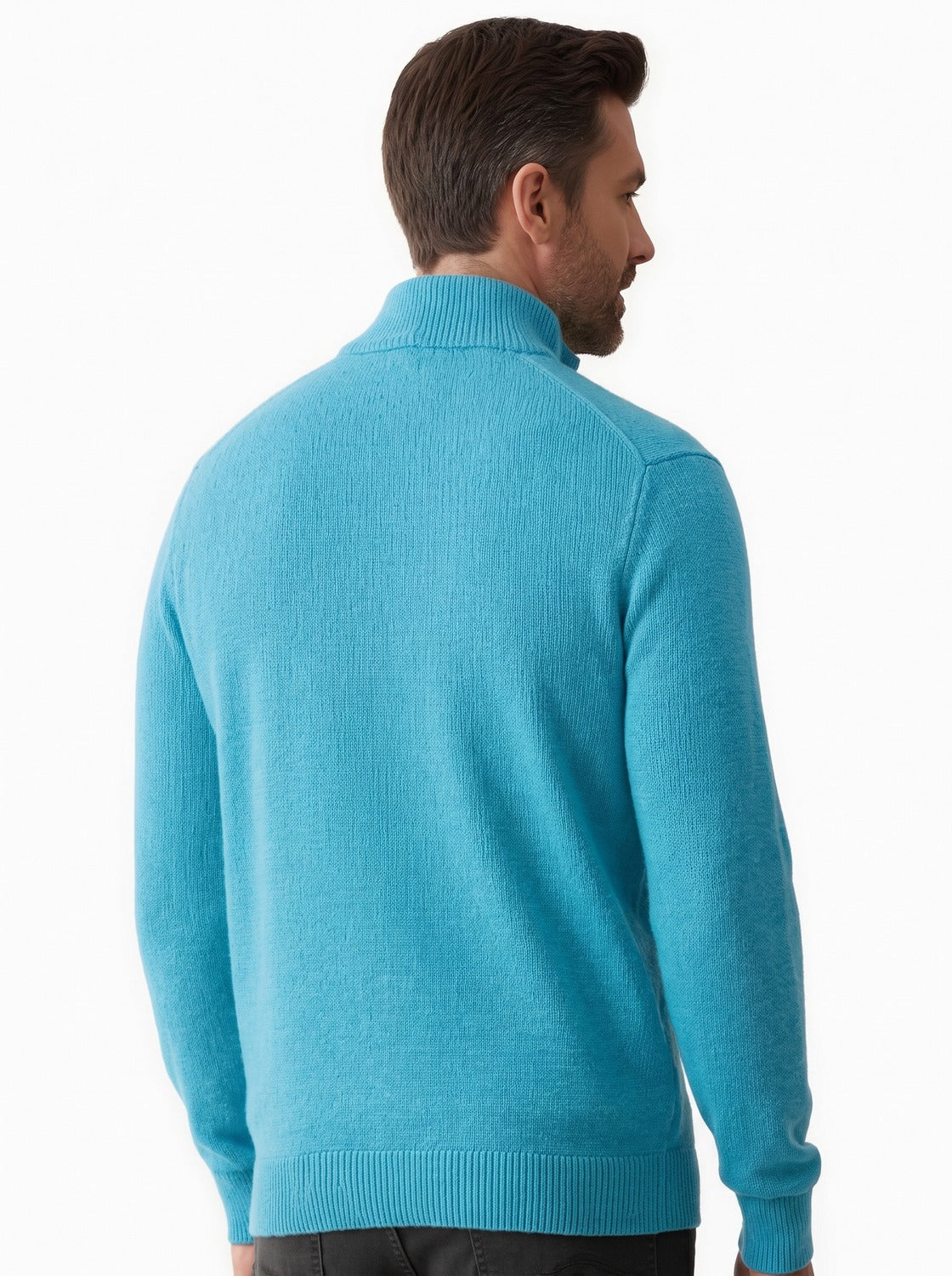 pull homme décontracté élégant, détail des finitions côtelées