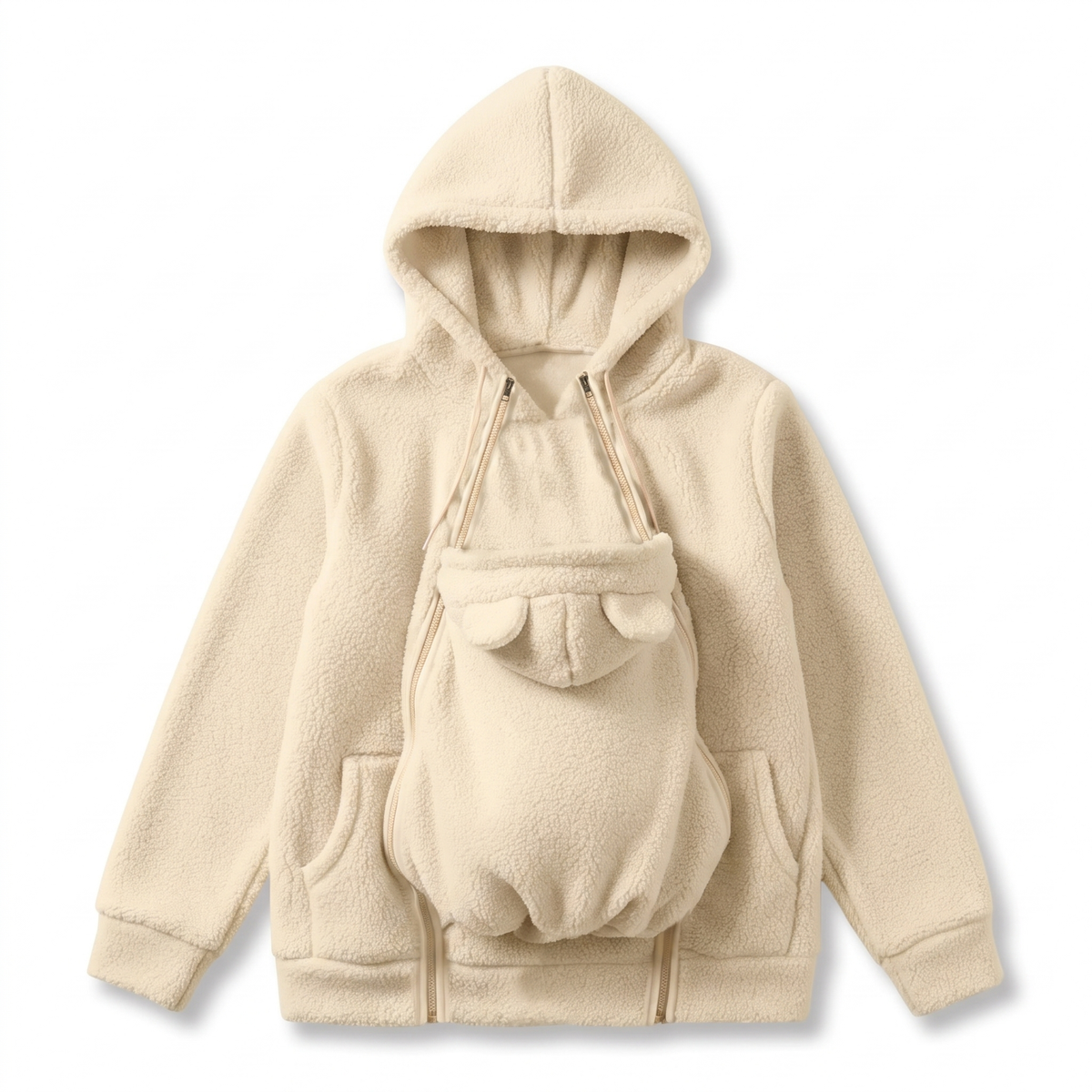 Sweat à Capuche de Portage en Polaire avec Poche Bébé Amovible