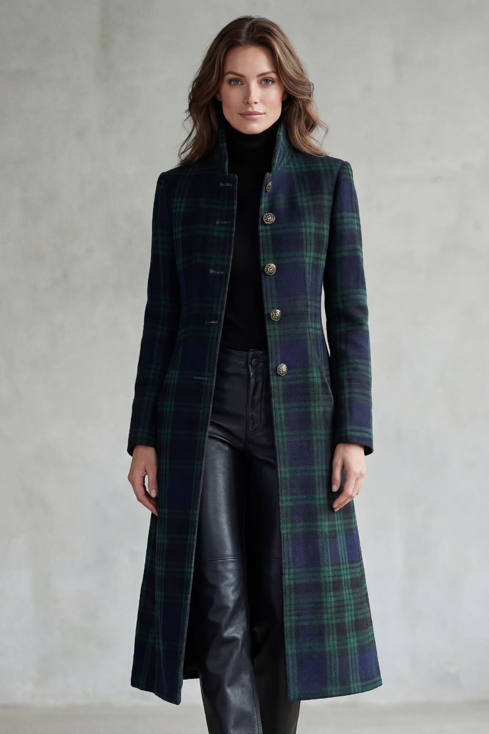 Manteau en laine à carreaux écossais, vue arrière