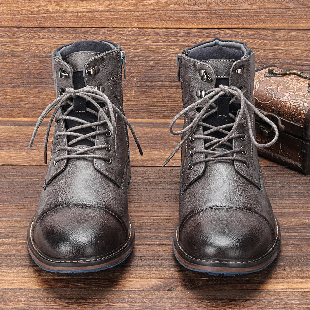 Bottines en cuir d'hiver homme avec hauteur de tige de 15 cm