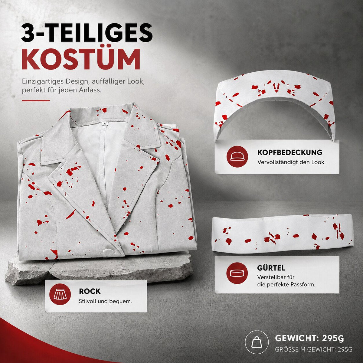 Costume d'infirmière ensanglantée, vue de profil